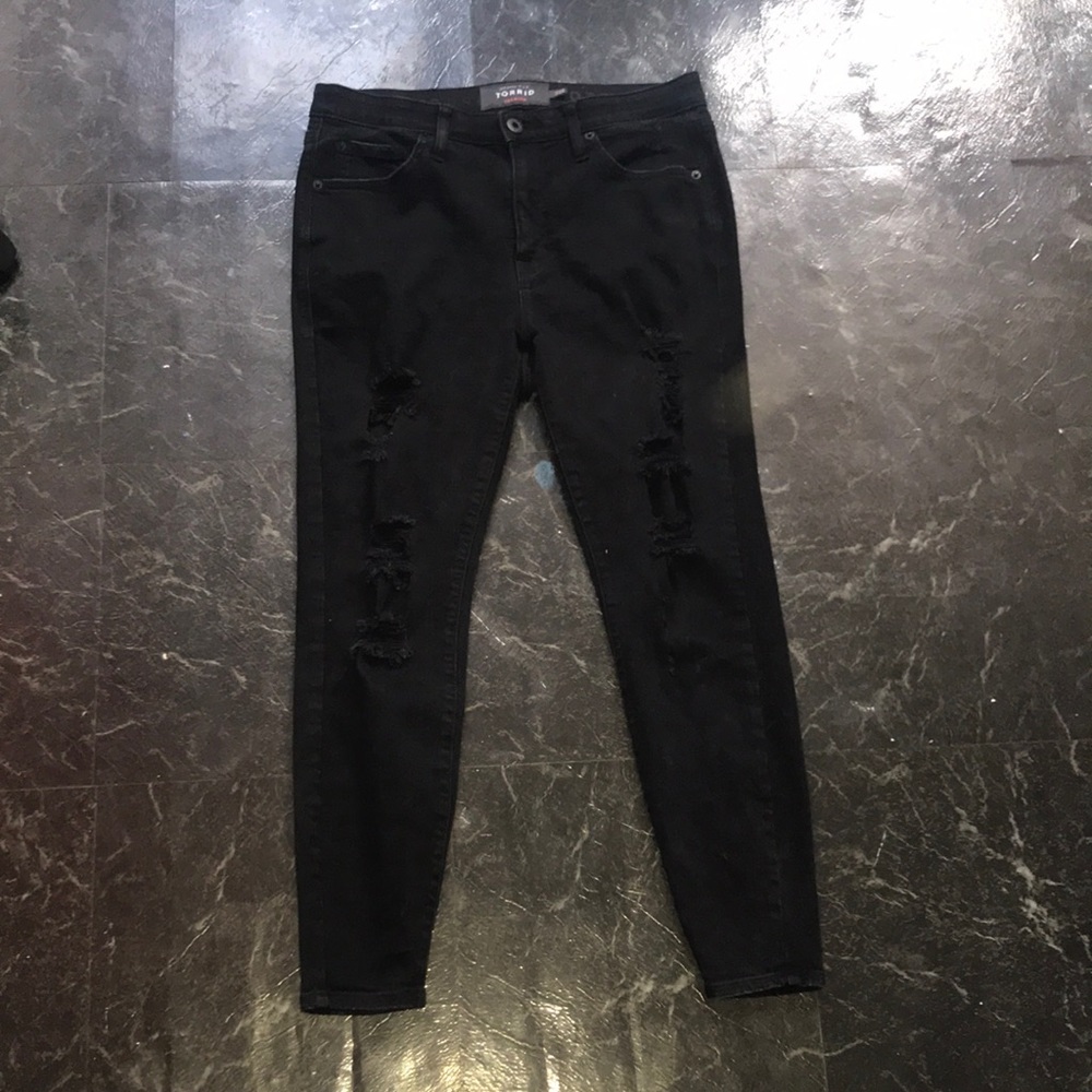 torrid Black Skinny Jeans with Distressed Knees